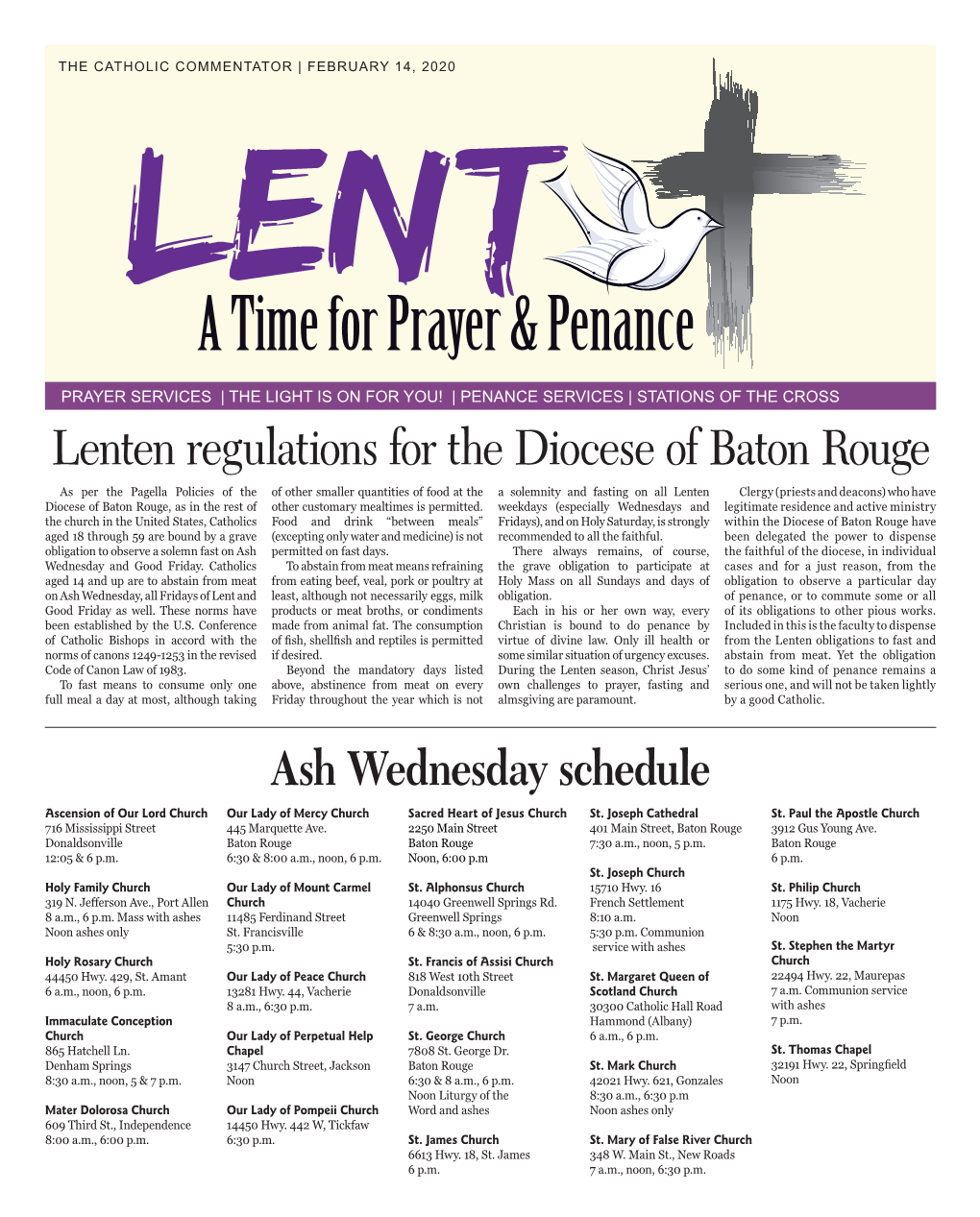 Lenten Regulations for the Diocese of Baton Rouge