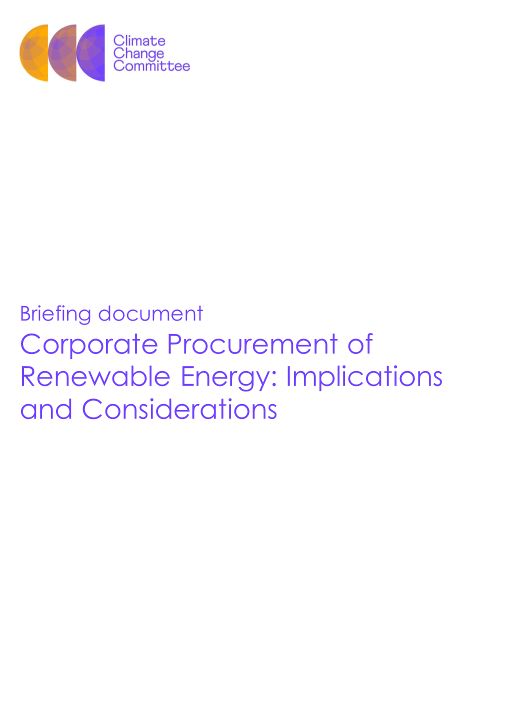 Corporate Procurement of Renewable Energy: Implications and Considerations