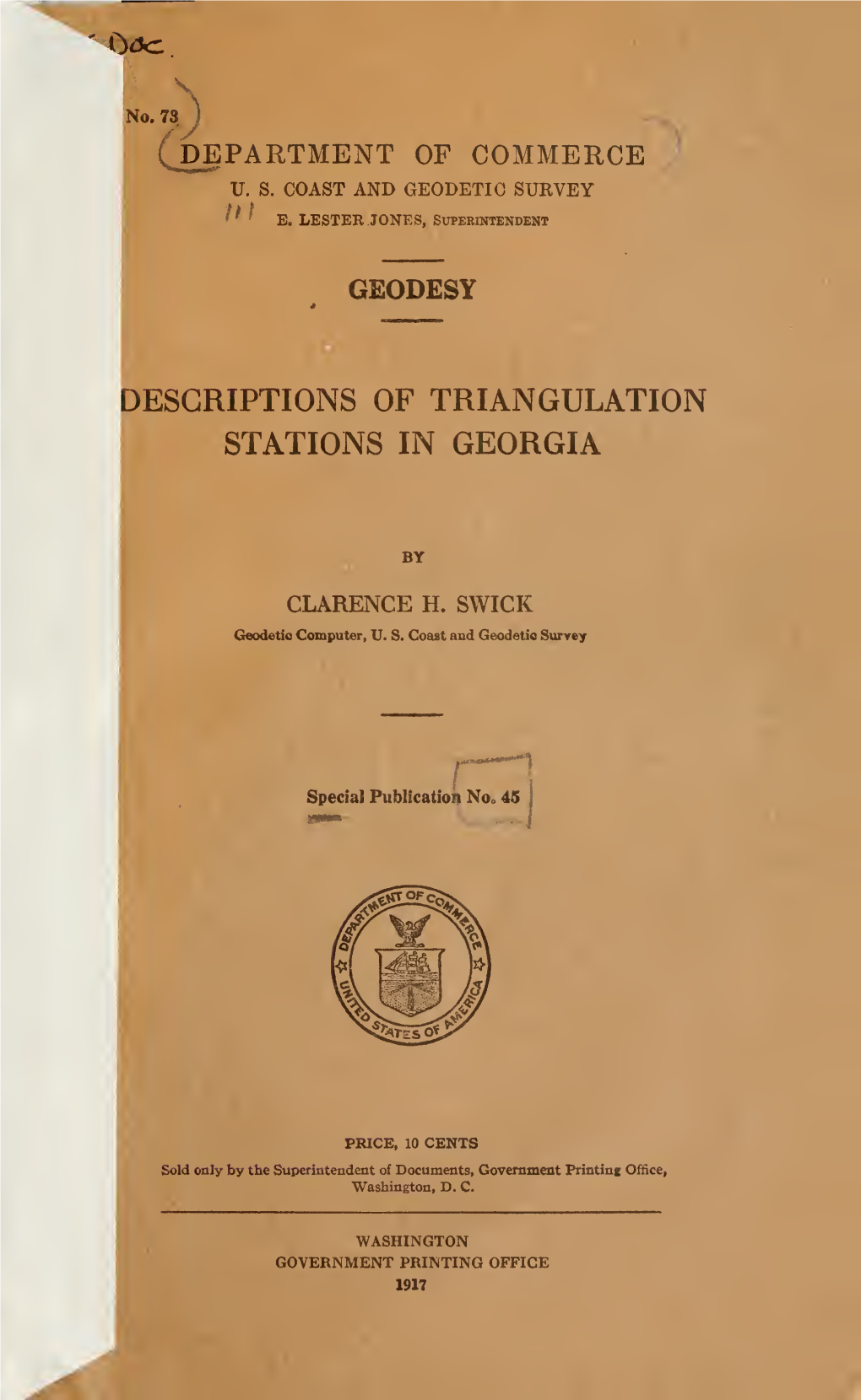 Descriptions of Triangulation Stations in Georgia