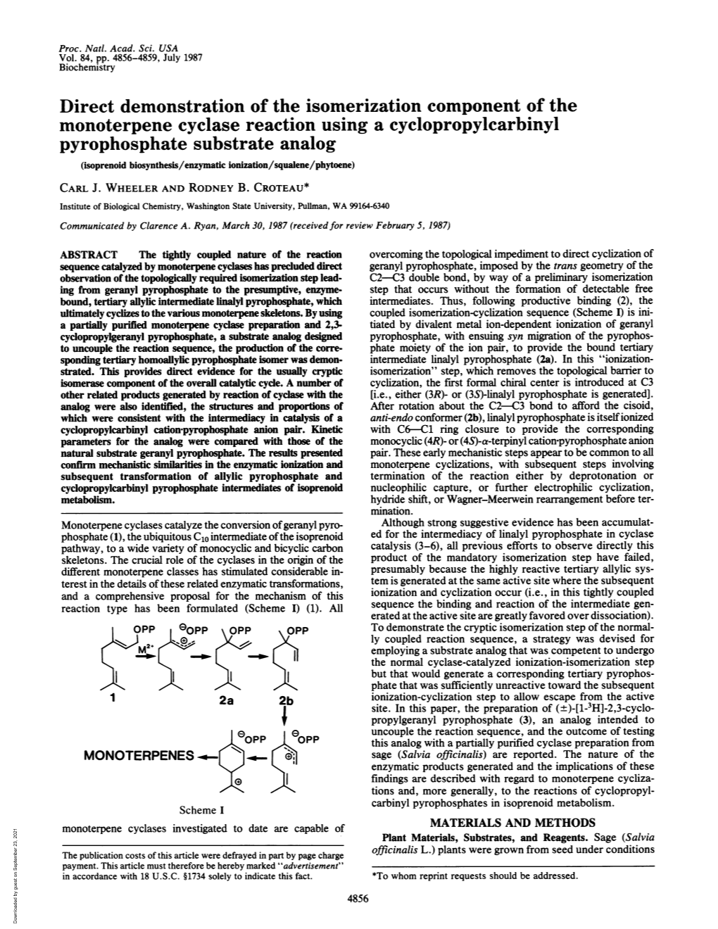 Direct Demonstration of the Isomerization Component of The