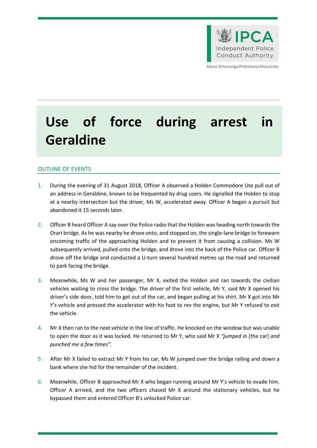 Use of Force During Arrest in Geraldine