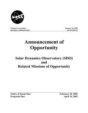 Announcement of Opportunity