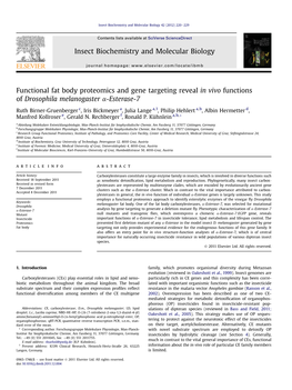 Vivo Functions of Drosophila Melanogaster &Alpha