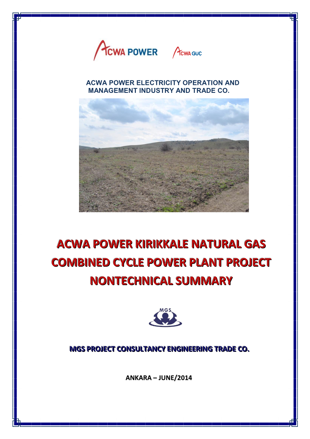 Acwa Power Kirikkale Natural Gas Combined Cycle Power Plant Project Non-Technical Summary