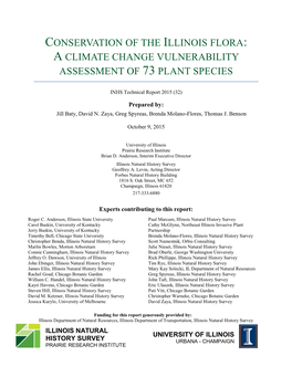 A Climate Change Vulnerability Assessment of 73 Plant Species