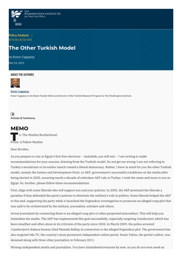 The Other Turkish Model | the Washington Institute
