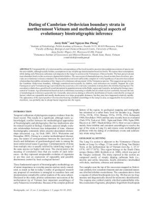 Dating of Cambrian–Ordovician Boundary Strata in Northernmost Vietnam and Methodological Aspects of Evolutionary Biostratigraphic Inference