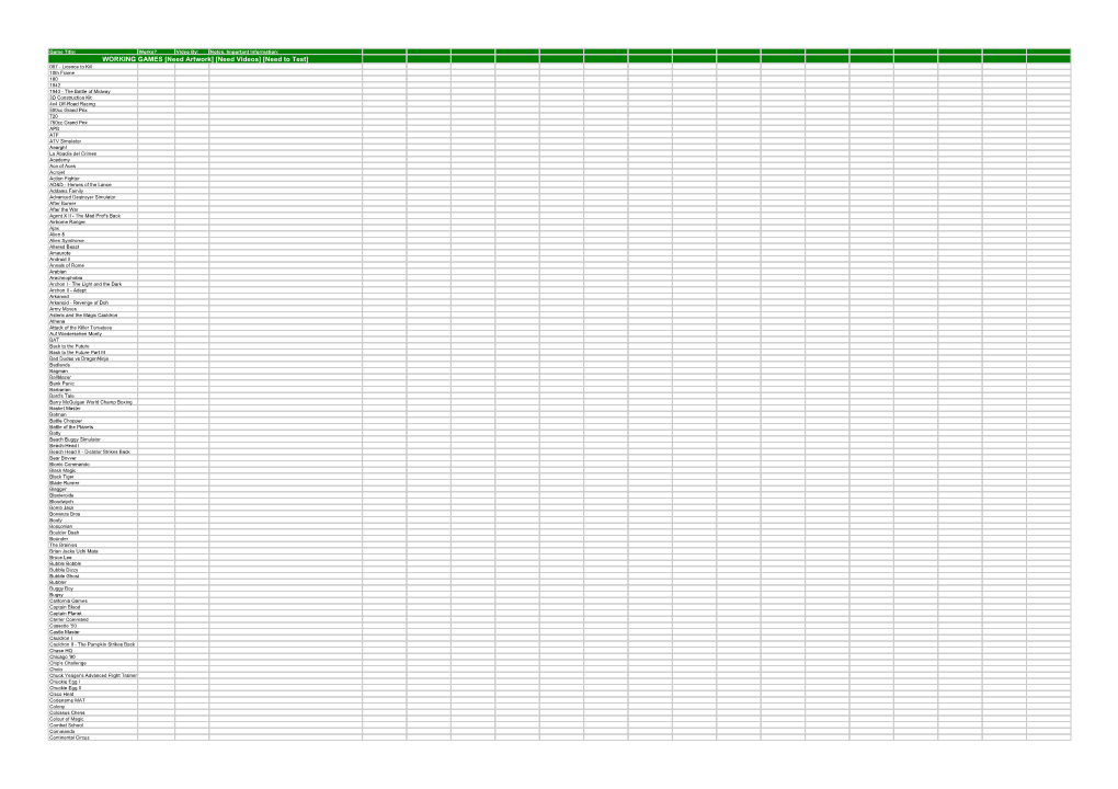 WORKING GAMES [Need Artwork] [Need Videos] [Need to Test]