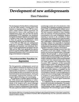 Development of New Antidepressants Eleni Palazidou