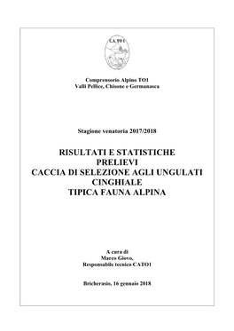 Relazione Risultati Caccia 2017/2018