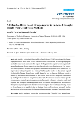 A Columbia River Basalt Group Aquifer in Sustained Drought: Insight from Geophysical Methods