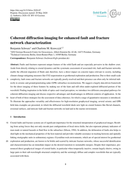 Coherent Diffraction Imaging for Enhanced Fault and Fracture Network Characterization Benjamin Schwarz1 and Charlotte M