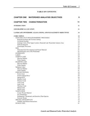 Lemolo and Diamond Lakes Watershed Analysis 2 Table of Contents