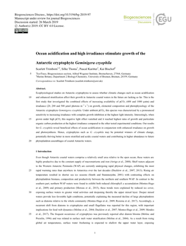 Ocean Acidification and High Irradiance Stimulate Growth of The