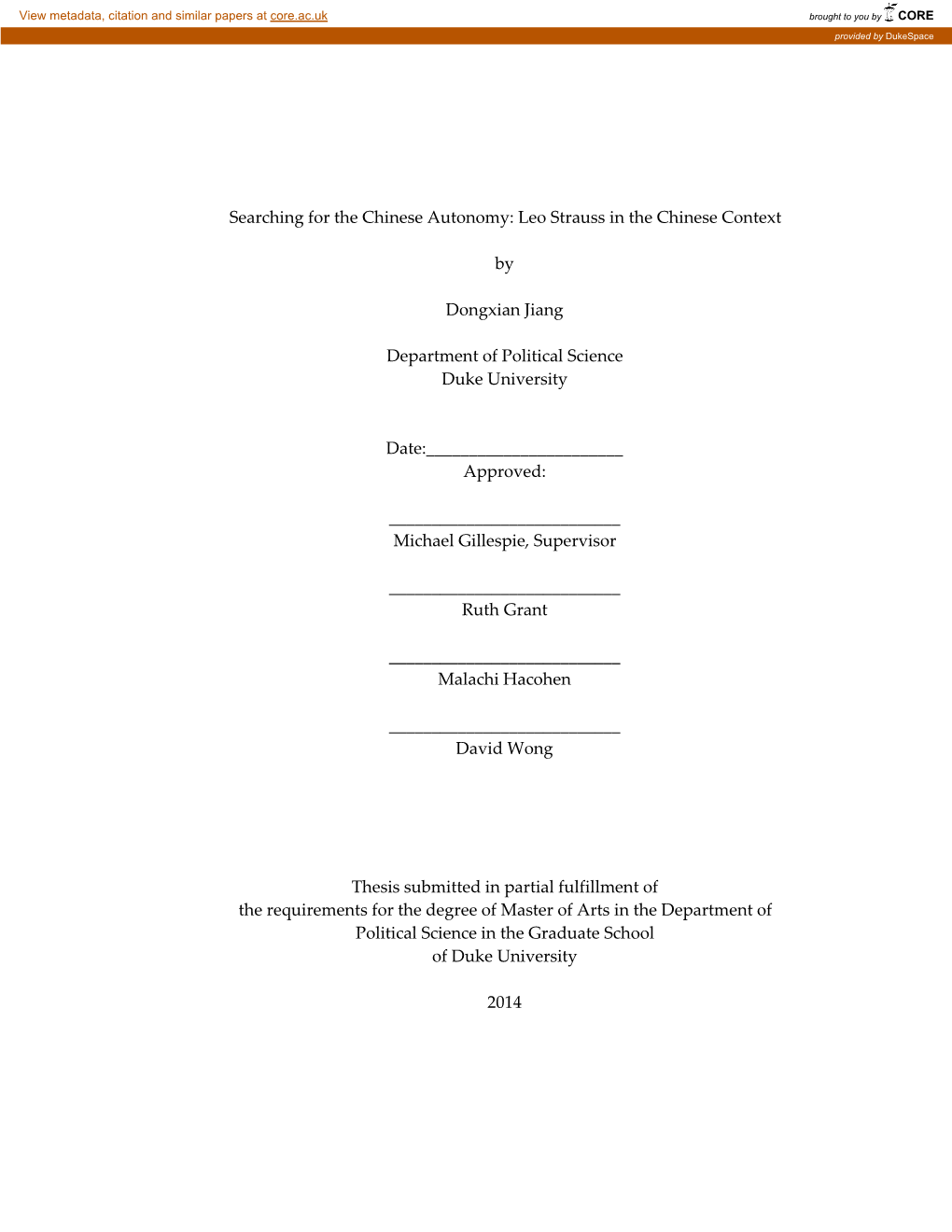 Duke University Dissertation Template