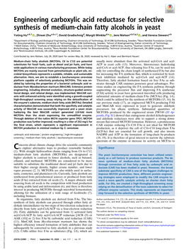 Engineering Carboxylic Acid Reductase for Selective Synthesis of Medium-Chain Fatty Alcohols in Yeast