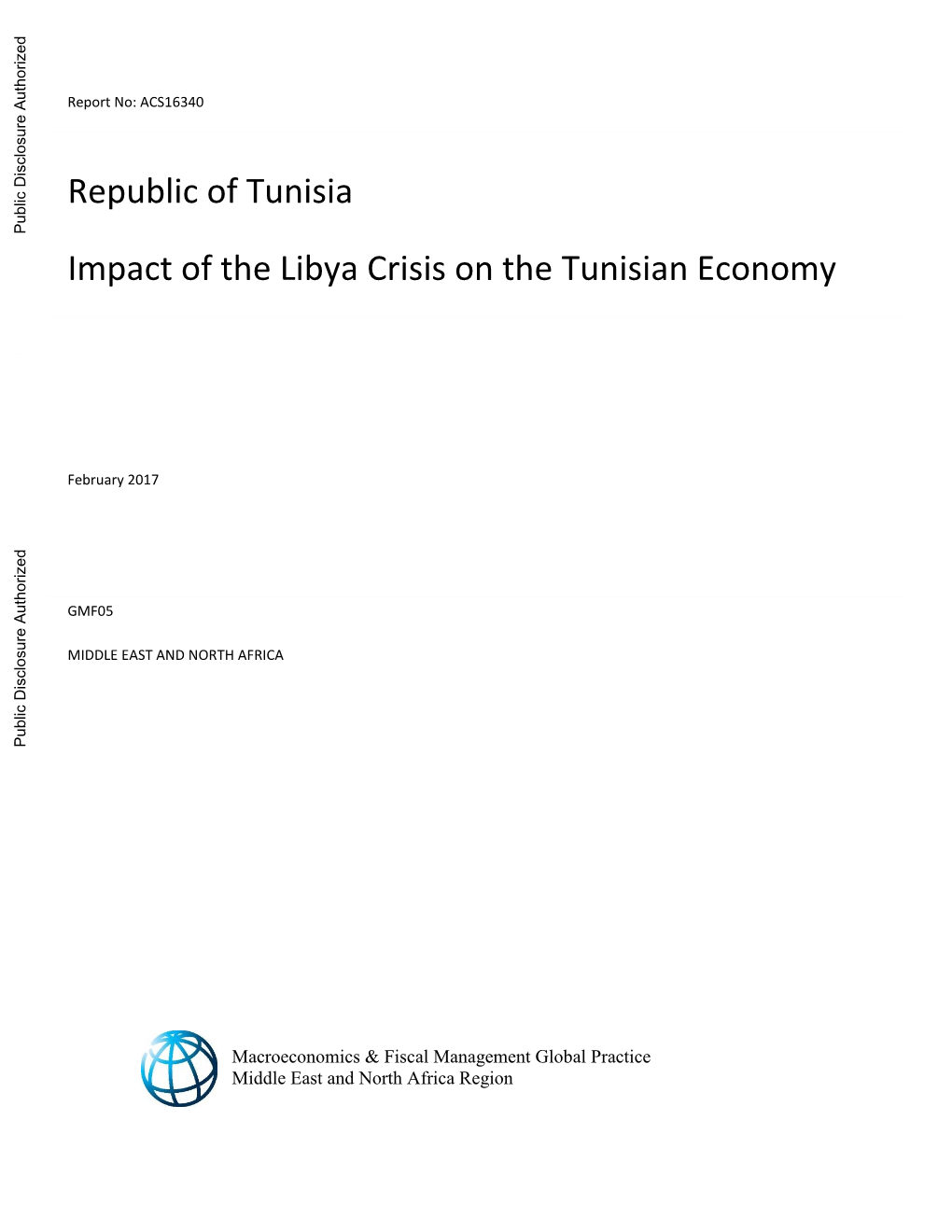 Republic of Tunisia Impact of the Libya Crisis on the Tunisian Economy