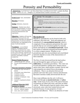 Porosity and Permeability of Soils