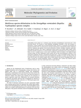 Multilocus Species-Delimitation in the Xerotyphlops Vermicularis (Reptilia: Typhlopidae) Species Complex T ⁎ P