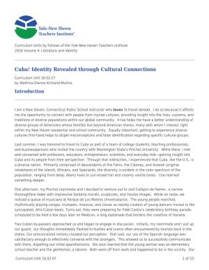 Cuba! Identity Revealed Through Cultural Connections
