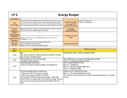 Energy Budget