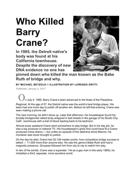 Who Killed Barry Crane? in 1985, the Detroit Native's Body Was Found at His California Townhouse