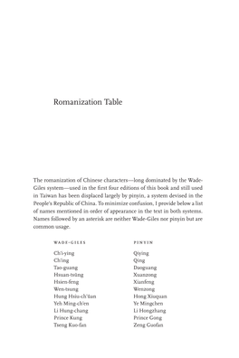 Romanization Table