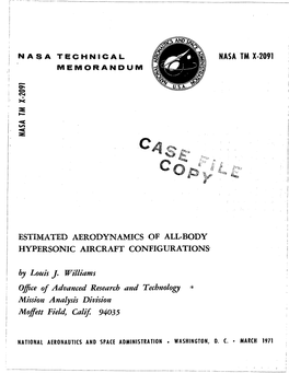 Estimated Aerodynamics of All-Body Hypersonic Aircraft Configurations