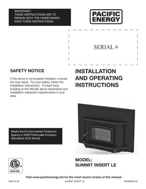 Installation and Operating Instructions Serial