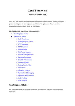 Zend Studio Quickstart Guide.Pdf
