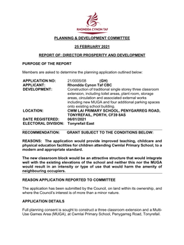 Planning & Development Committee 25 February 2021