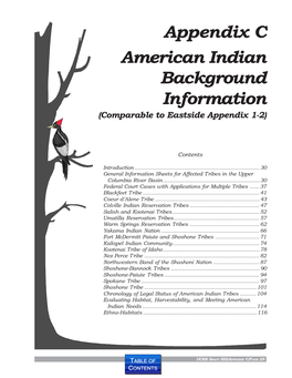 Appendix C American Indian Background Information (Comparable to Eastside Appendix 1-2)