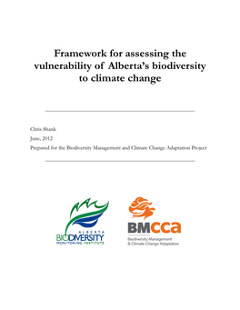 Framework for Assessing the Vulnerability of Alberta's Biodiversity