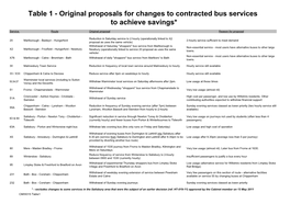 Table 1 - Original Proposals for Changes to Contracted Bus Services to Achieve Savings*