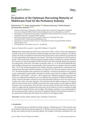 Evaluation of the Optimum Harvesting Maturity of Makhwaen Fruit for the Perfumery Industry