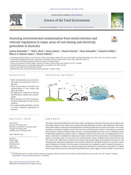 Assessing Environmental Contamination from Metal Emission and Relevant Regulations in Major Areas of Coal Mining and Electricity Generation in Australia
