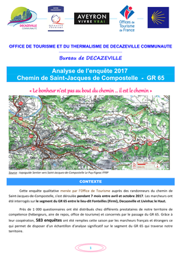 Analyse De L'enquête 2017 Chemin De Saint-Jacques De Compostelle