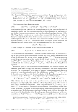 The Dynamical Yang–Baxter Equation, Representation Theory