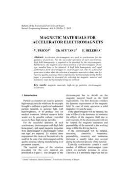 Magnetic Materials for Accelerator Electromagnets