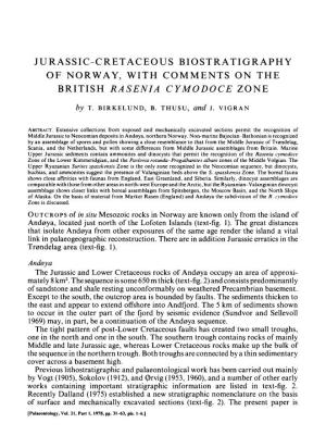Jurassic-Cretaceous Biostratigraphy of Norway, with Comments on the British Rasenia Cymodoce Zone