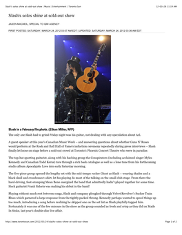 Slash's Solos Shine at Sold-Out Show | Music | Entertainment | Toronto Sun 12-03-28 11:19 AM