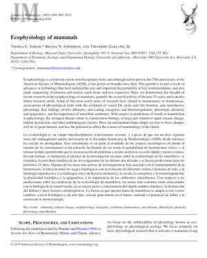 Ecophysiology of Mammals