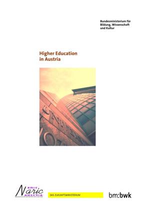 Higher Education in Austria HSW Engl Seite 1 Montag, 19