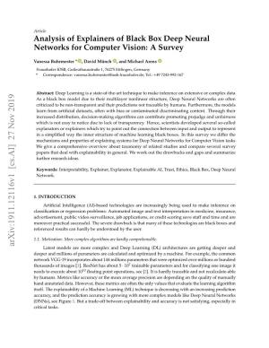 Analysis of Explainers of Black Box Deep Neural Networks for Computer Vision: a Survey