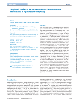 Kavalactones and Flavokavains in Piper Methysticum (Kava)