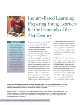 Inquiry-Based Learning: Preparing Young Learners for the Demands of the 21St Century