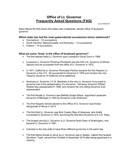 Office of Lt. Governor Frequently Asked Questions (FAQ) (As of 6/6/2019)