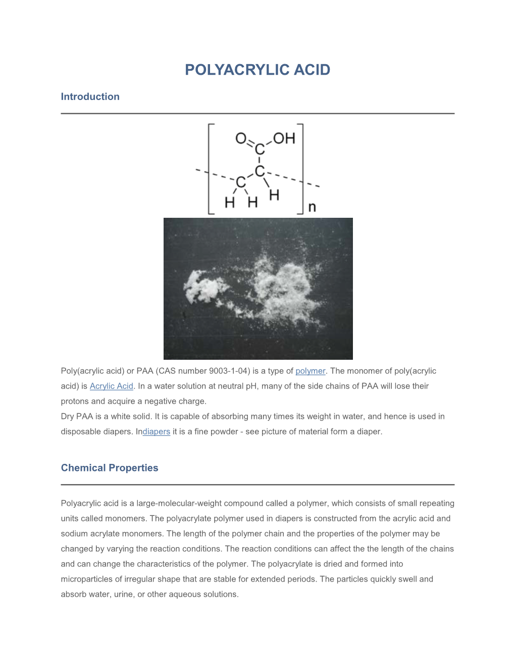 Polyacrylic Acid