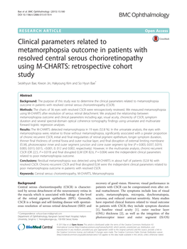 Clinical Parameters Related to Metamorphopsia Outcome In