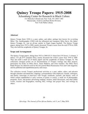 Quincy Troupe Papers